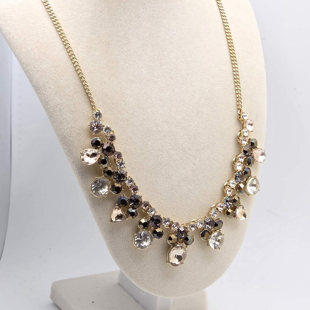 Givenchy Crystal Statement Bib Necklace Gold Tone… - image 1